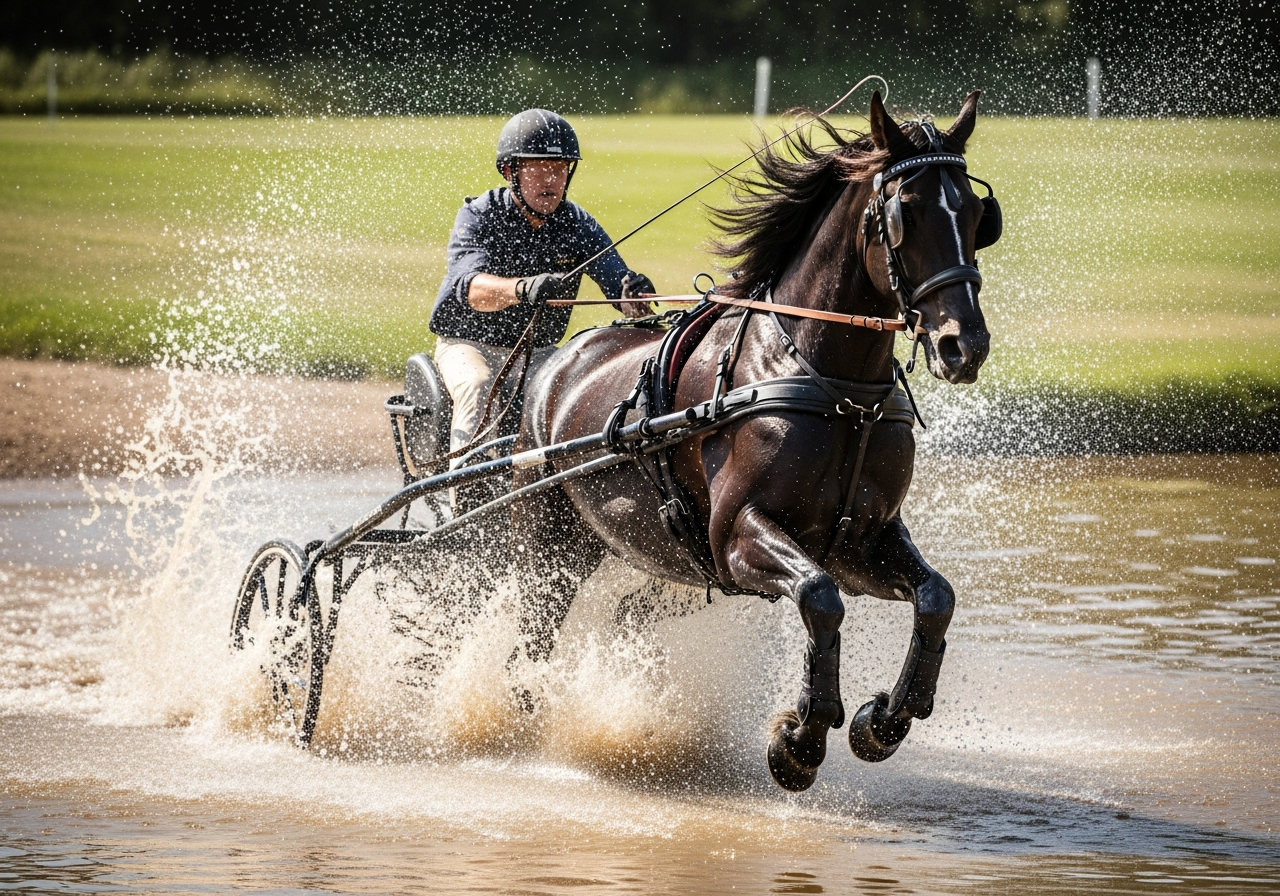 Carriage horse in action