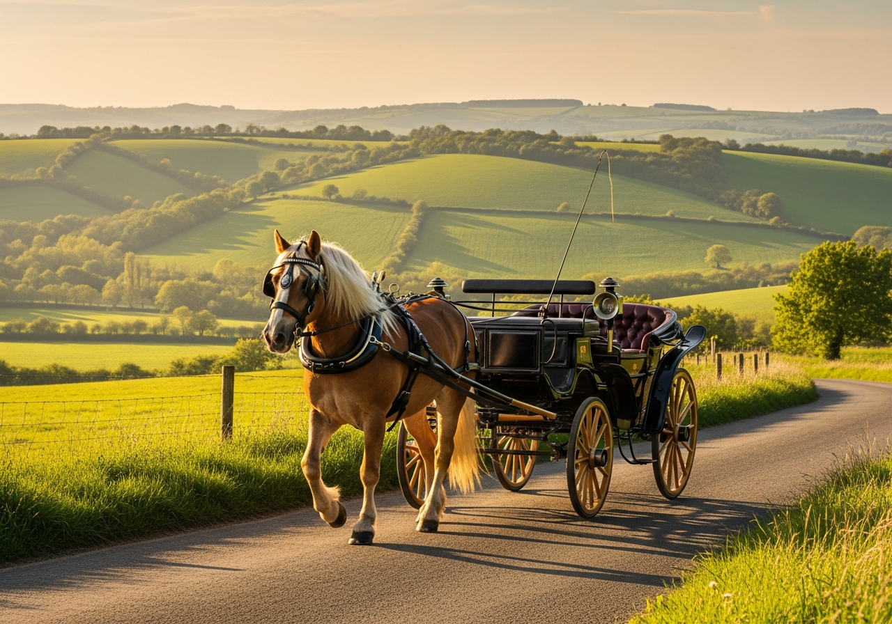 Rolling English hills driving country